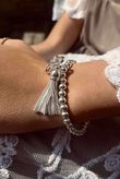 Laundry B Free Spirit Stretch Stacker Bracelet Pearly Heart & Tassel Silver